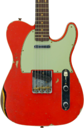 Tel shape electric guitar Fender Custom Shop 1960 Telecaster Custom #CZ579562 - Heavy Relic Tahitian Coral o. 3-Color Sunburst