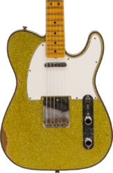 Tel shape electric guitar Fender Custom Shop 1963  Telecaster Custom Ltd #CZ545983 - Relic chartreuse sparkle