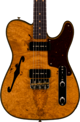 Semi-hollow electric guitar Fender Custom Shop Artisan Dual P90 Maple Burl Tele - NOS Aged Natural