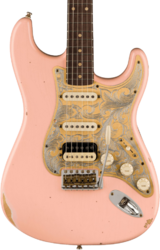 Str shape electric guitar Fender Custom Shop Tyler Bryant Pinky Stratocaster Ltd - Relic aged shell pink