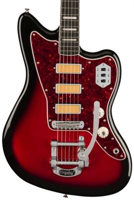 Solid body electric guitar Fender Gold Foil Jazzmaster Ltd (MEX, EB) - Candy apple burst