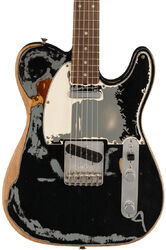 Tel shape electric guitar Fender Joe Strummer Telecaster (MEX, RW) - Road worn black over 3-color sunburst