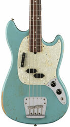 Electric bass for kids Fender Justin Meldal-Johnsen JMJ Road Worn Mustang Bass (MEX, RW) - Faded daphne blue