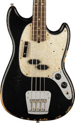 Solid body electric bass Fender Justin Meldal-Johnsen JMJ Road Worn Mustang Bass (MEX, RW) - Black