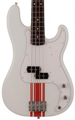 Solid body electric bass Fender Made in Japan Traditional 60s Precision Bass - Olympic white w/ red competition stripe