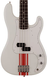 Solid body electric bass Fender Made in Japan Traditional 60s Precision Bass - Olympic white w/ red competition stripe