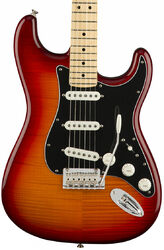 Str shape electric guitar Fender Player Stratocaster Plus Top (MEX, MN) - Aged cherry burst