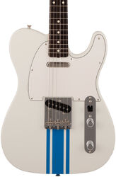 Tel shape electric guitar Fender Made in Japan Traditional 60s Telecaster - Olympic white w/ blue competition stripe