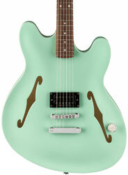 Semi-hollow electric guitar Fender Tom DeLonge Starcaster - Satin Surf Green