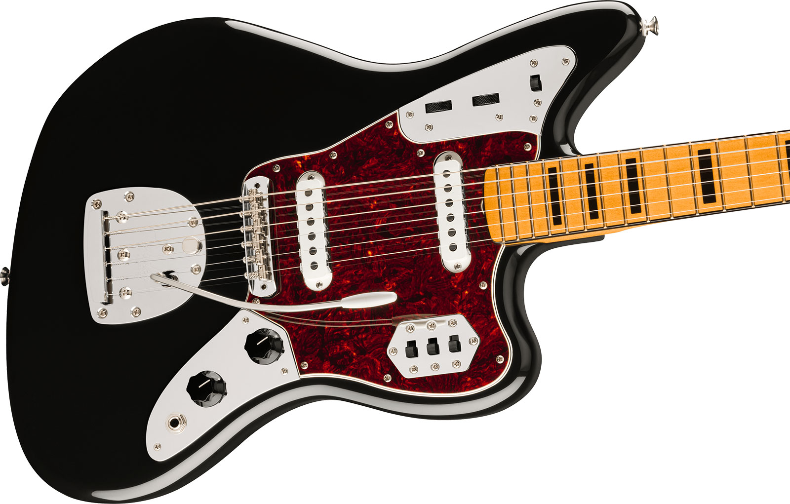 Fender Jaguar 70s Vintera 2 Mex 2s Trem Mn - Black - Retro rock electric guitar - Variation 2