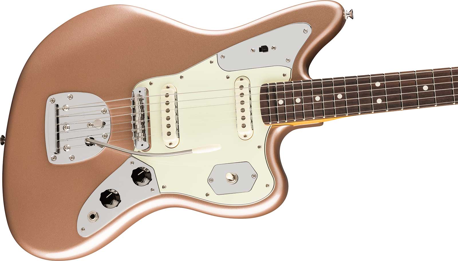 Fender Jaguar Classic American Pro Usa Shsc 2s Trem Rw - Faded Firemist Gold - Retro rock electric guitar - Variation 2
