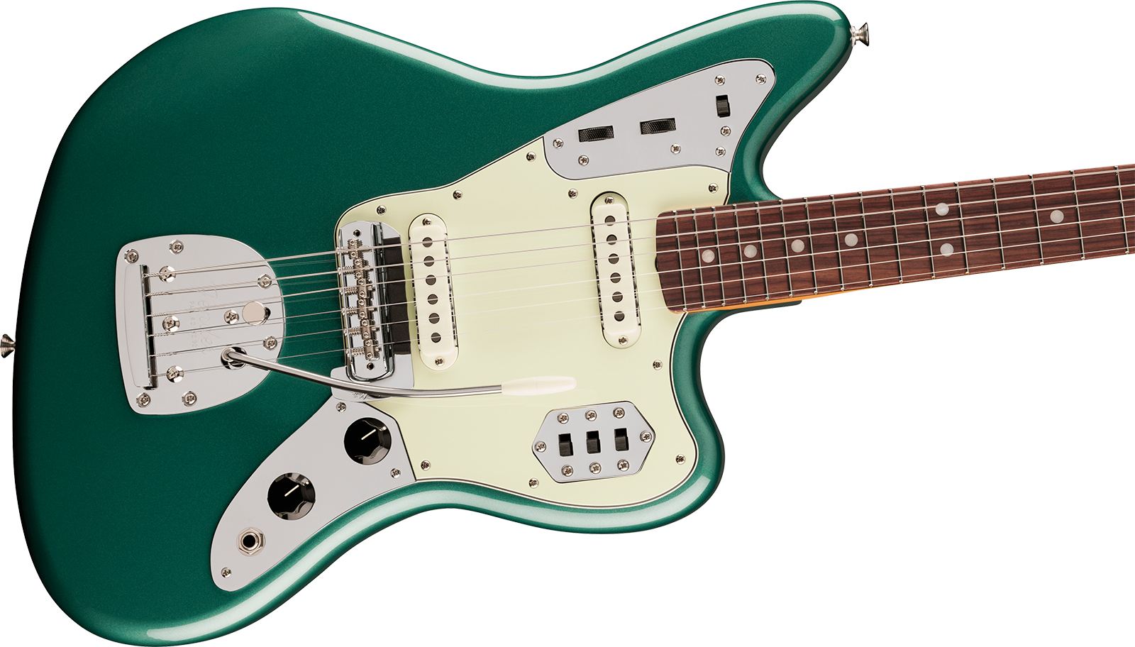 Fender Jaguar Mid 60s Vintera 3 Shsc Mex 2s Trem Rw - Sherwood Green Metallic - Retro rock electric guitar - Variation 2