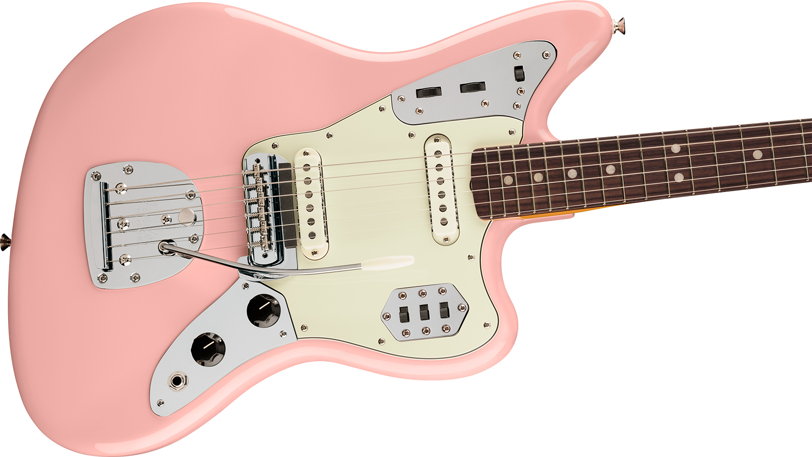 Fender Jaguar Mid 60s Vintera 3 Shsc Mex 2s Trem Rw - Shell Pink - Retro rock electric guitar - Variation 2