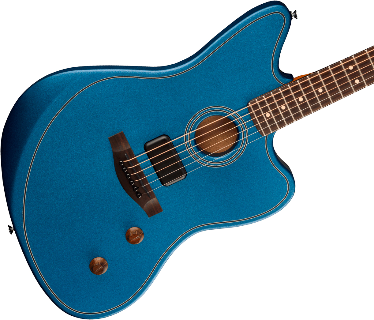 Fender Jazzmaster Acoustasonic Standard Ind Epicea Acajou Rw - Lake Placid Blue - Folk guitar - Variation 2