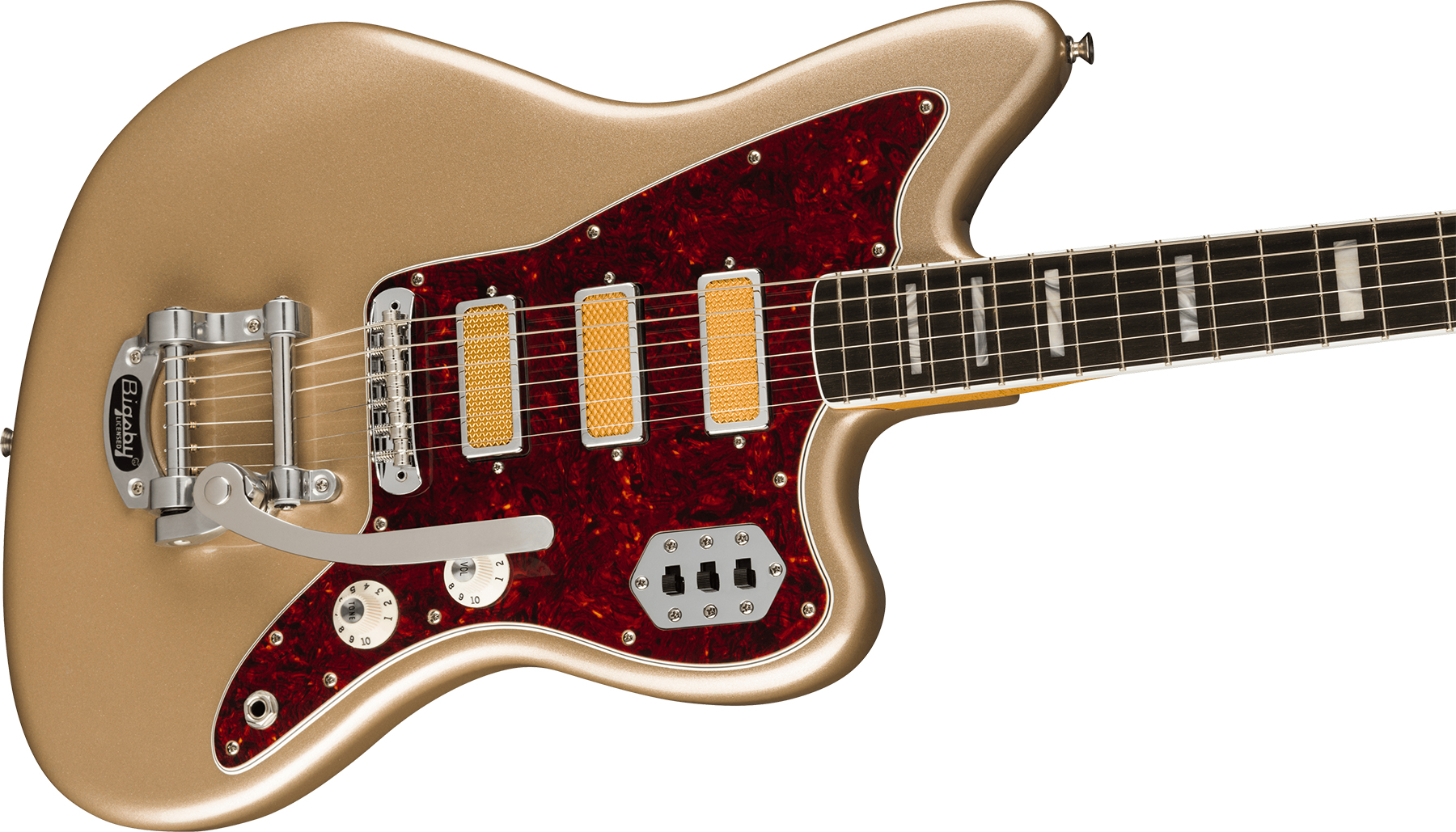Fender Jazzmaster Gold Foil Ltd Mex 3mh Trem Bigsby Eb - Shoreline Gold - Retro rock electric guitar - Variation 2