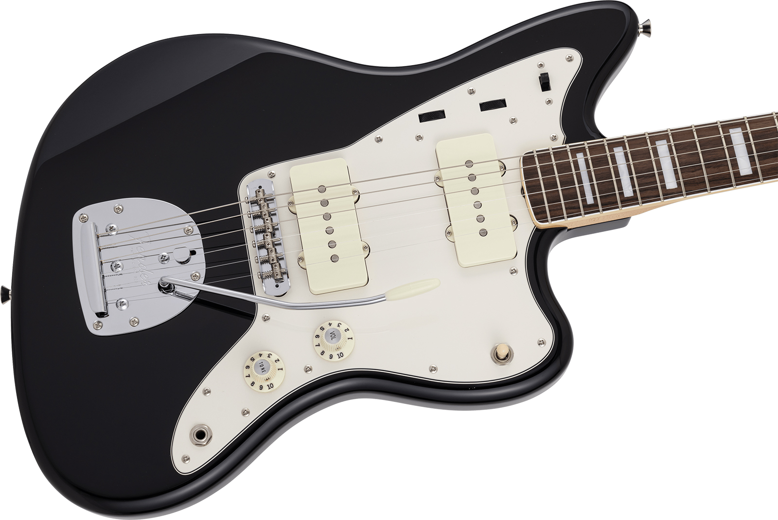 Fender Jazzmaster Late 60s Mij Traditional Ltd Jap 2s Trem Rw - Black - Retro rock electric guitar - Variation 2