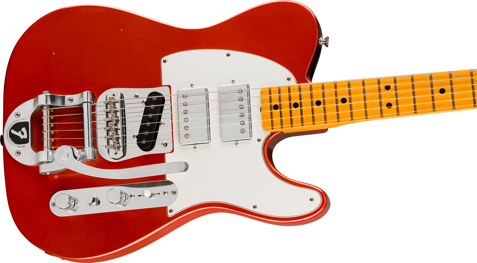 Fender Mike Campbell Tele Red Dog Stories Usa Signature Shh Trem Mn - Red Dog Red - Tel shape electric guitar - Variation 2