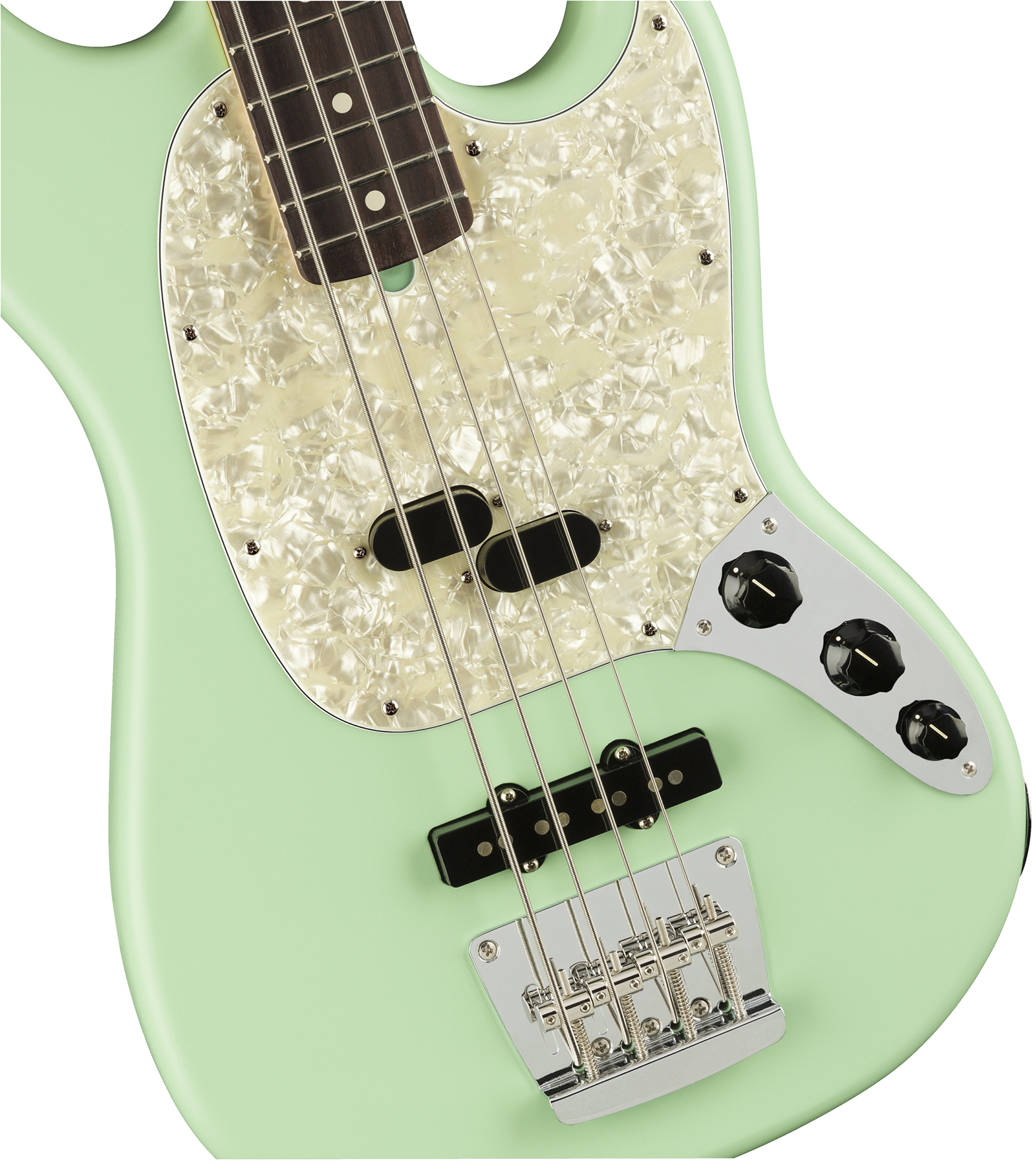 Fender Mustang Bass American Performer Usa Rw - Satin Surf Green - Electric bass for kids - Variation 2