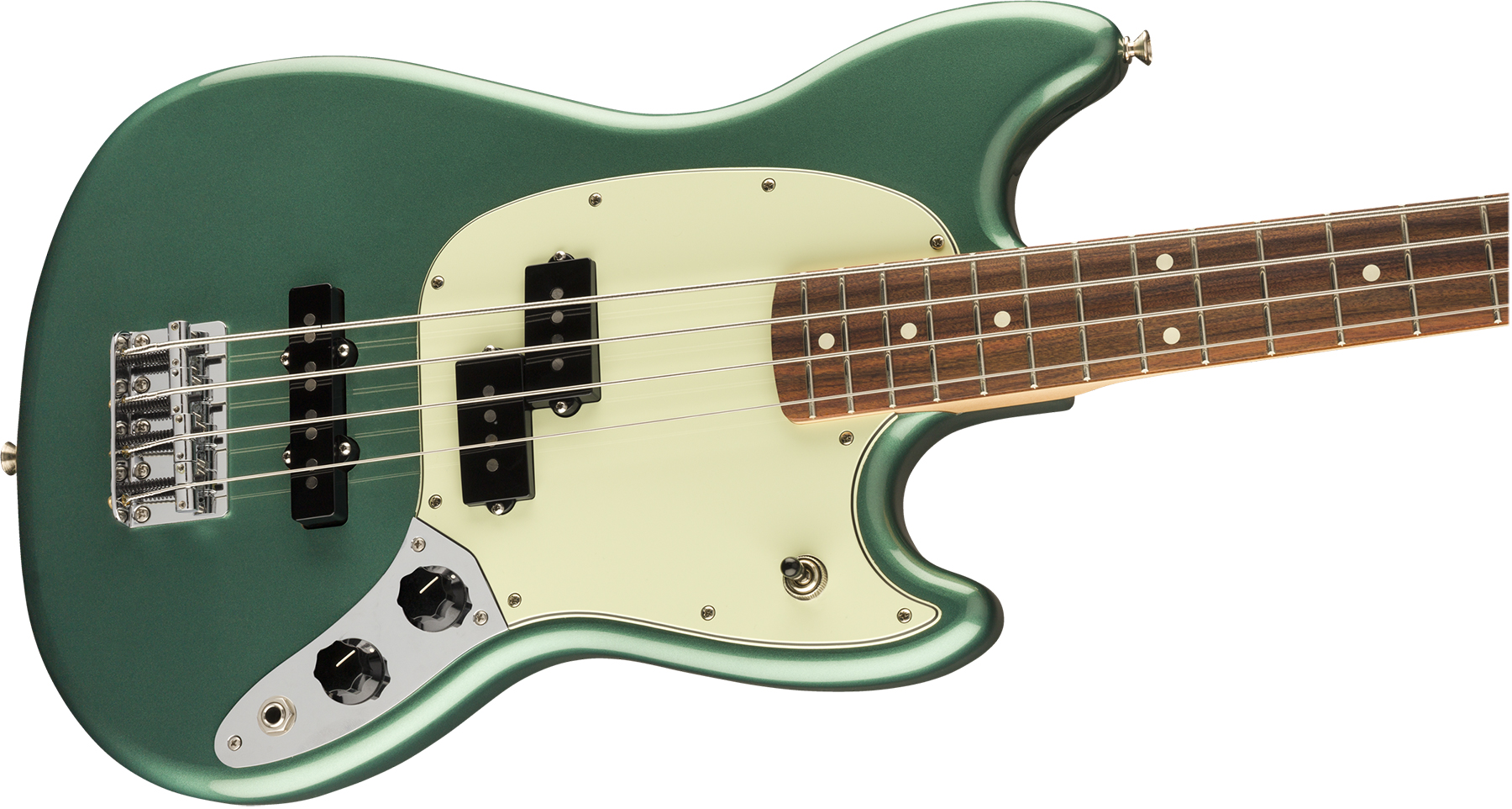 Fender Mustang Bass Pj Player Ltd Mex Pf - Sherwood Green Metallic - Electric bass for kids - Variation 2