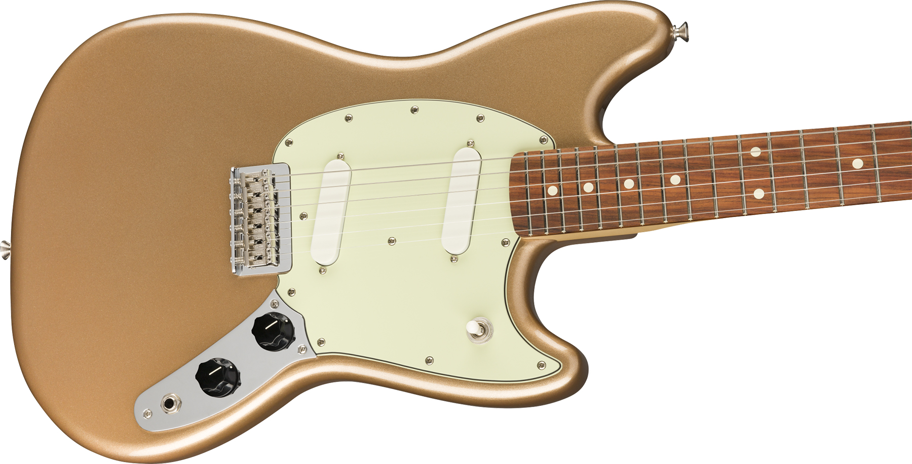 Fender Mustang Player Mex Ht Ss Pf - Firemist Gold - Retro rock electric guitar - Variation 2
