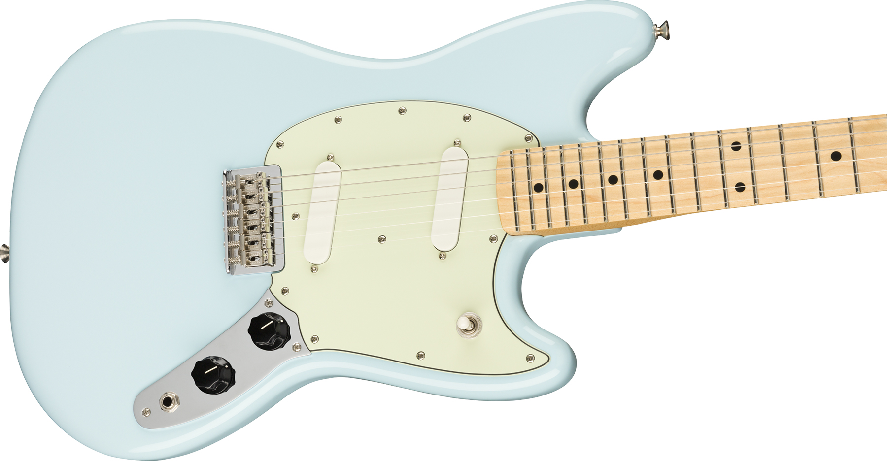 Fender Mustang Player Mex Ht Ss Mn - Surf Blue - Retro rock electric guitar - Variation 2