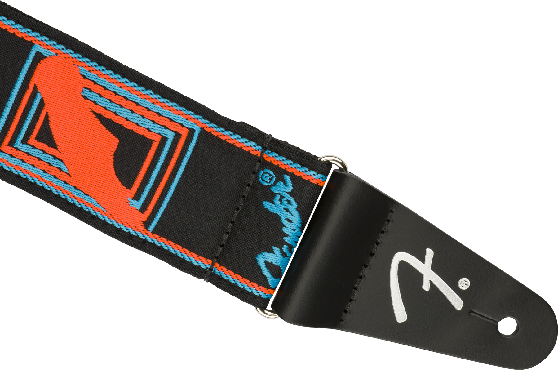 Neon Monogrammed Guitar Strap - Green/Orange Guitar strap Fender