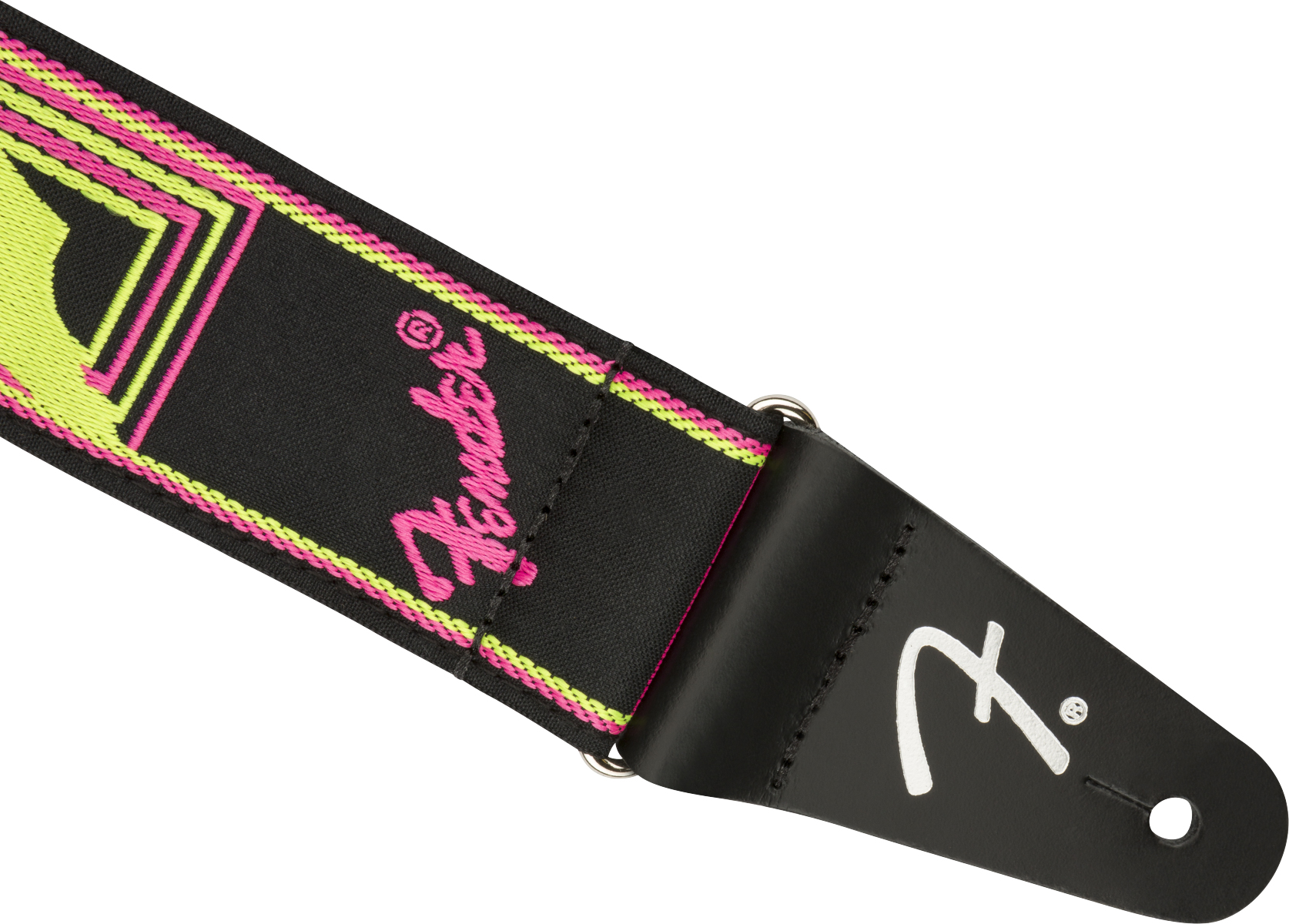 Fender Neon Monogrammed Guitar Strap Poly Yellow/pink - Guitar strap - Variation 1