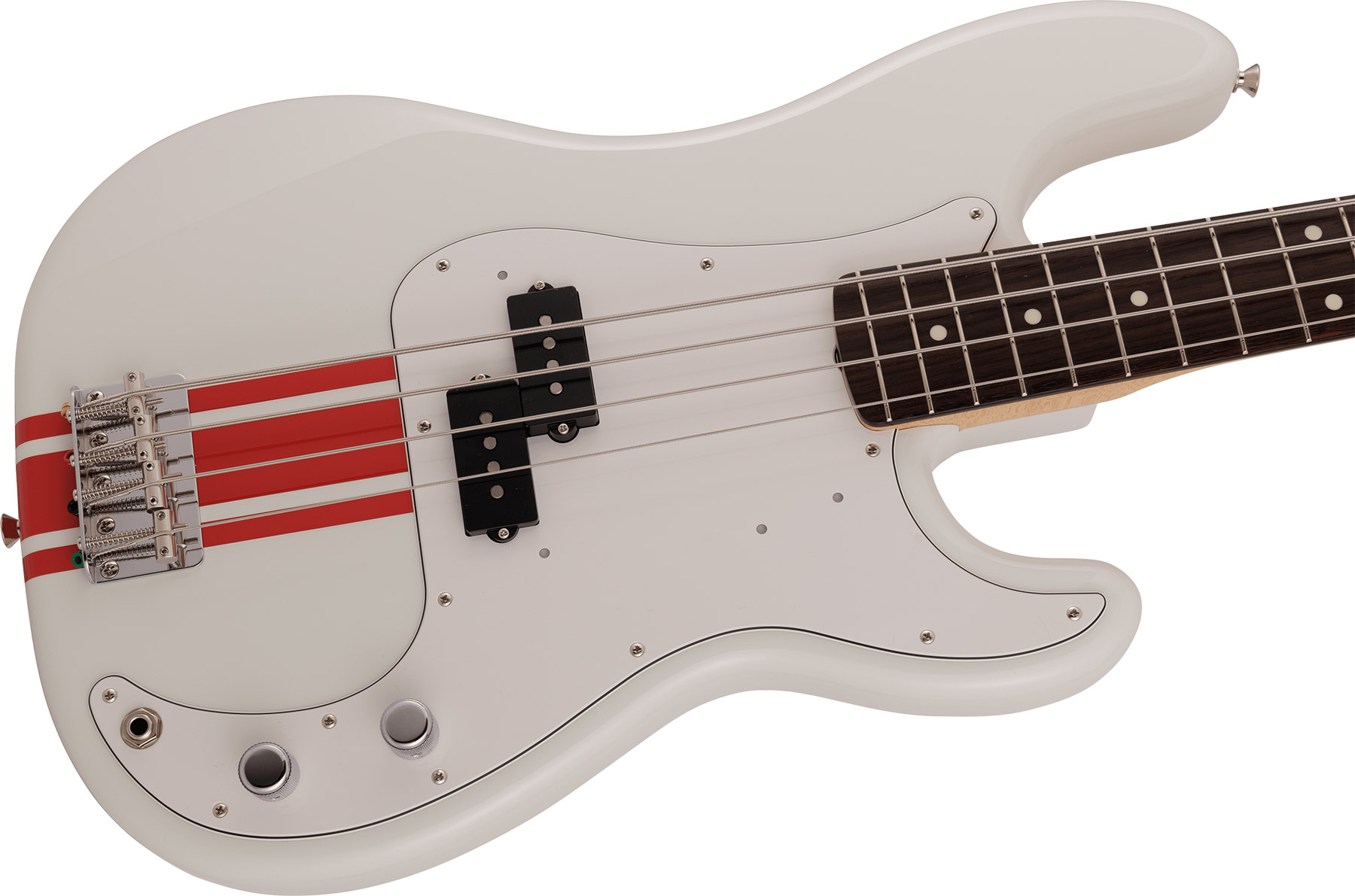 Fender Precision Bass Traditional 60s Mij Jap Rw - Olympic White W/ Red Competition Stripe - Solid body electric bass - Variation 2