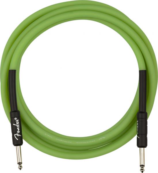 Cable Fender Pro Glow In The Dark Instrument Cable, 10ft, Straight/Straight - Green