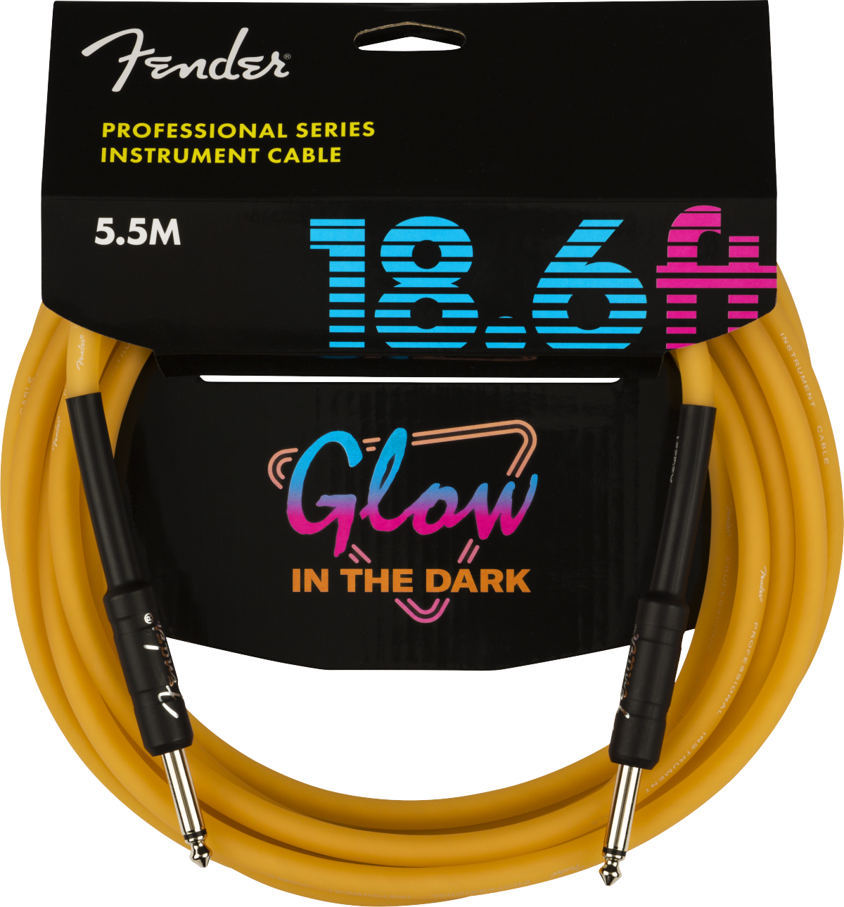 Fender Pro Glow In The Dark Instrument Cable Droit/droit 18.6ft Orange - Cable - Variation 1
