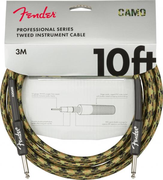 Cable Fender Professional Series Instrument Cable, Straight/Straight, 10ft - Woodland Camo