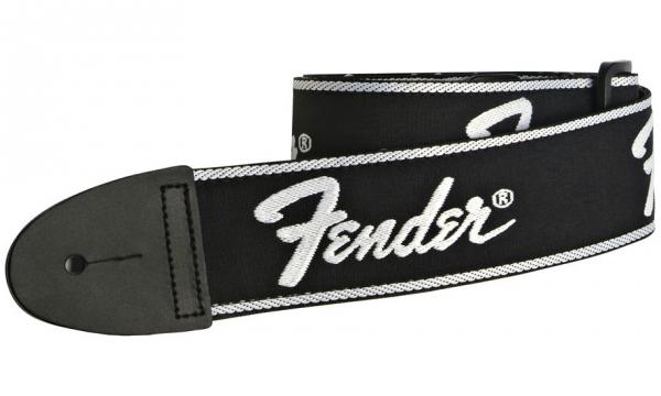 Fender Sangle Black Polyster Red Logo