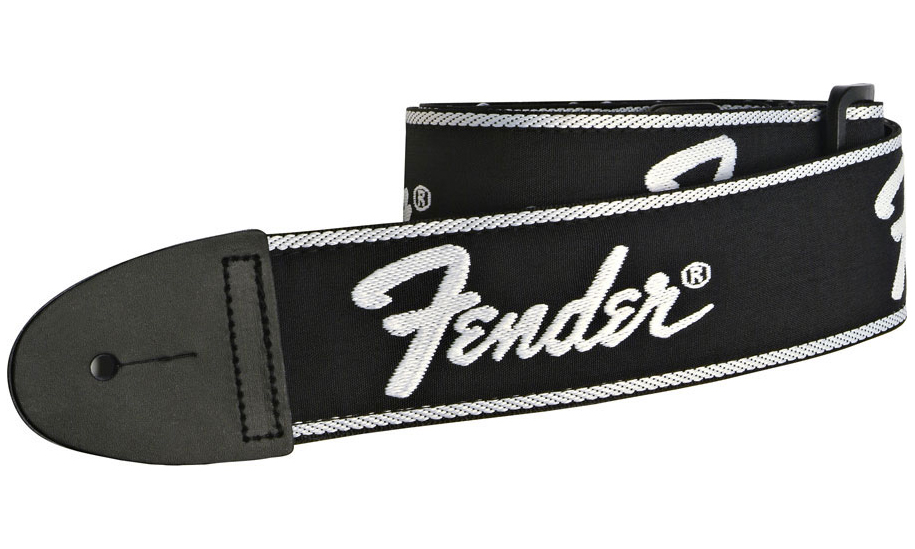 Black Fender Running Spaghetti Logo Guitar Strap 