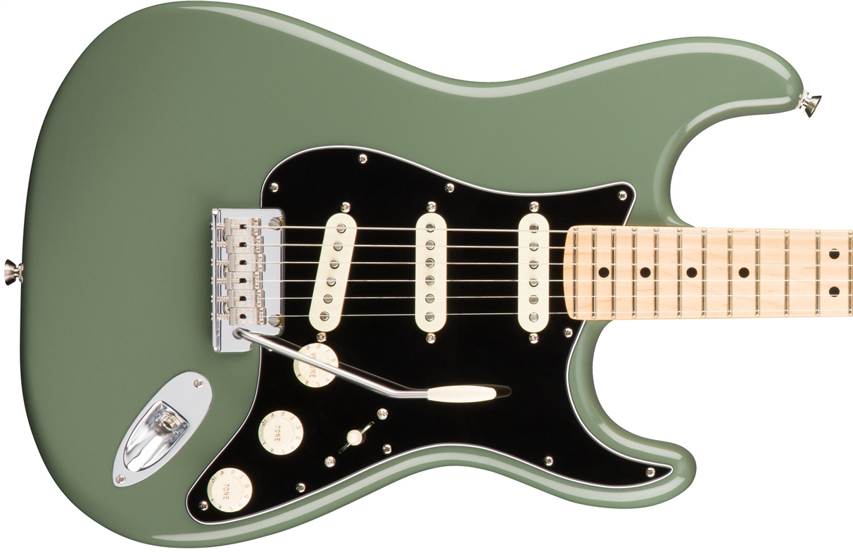 Fender Strat American Professional 2017 3s Usa Mn - Antique Olive - Str shape electric guitar - Variation 1