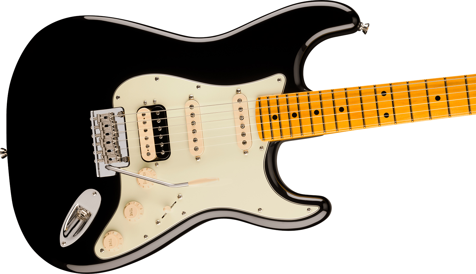 Fender Strat Hss American Pro. Usa Hss Trem Mn - Black - Str shape electric guitar - Variation 2