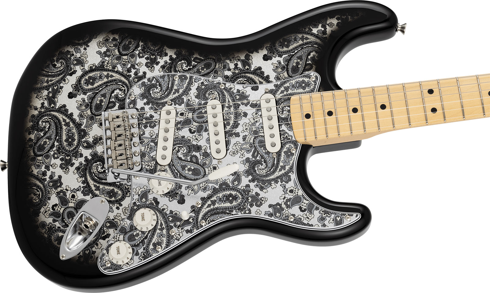 Fender Strat Ltd Jap 3s Trem Mn - Black Paisley - Str shape electric guitar - Variation 2