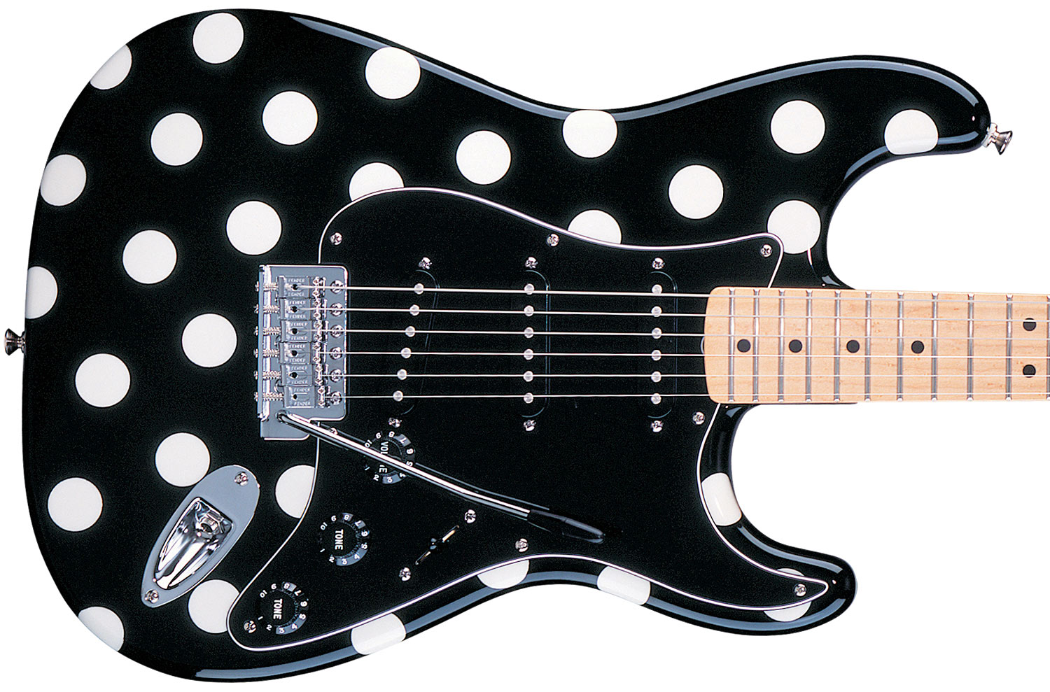 Fender Strat Mexican Artist Buddy Guy 3s Mn Black White Dots - Str shape electric guitar - Variation 2