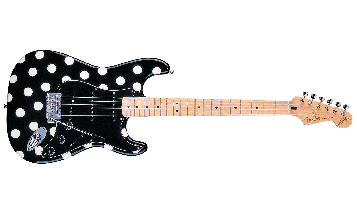 Fender Strat Mexican Artist Buddy Guy 3s Mn Black White Dots - Str shape electric guitar - Variation 1