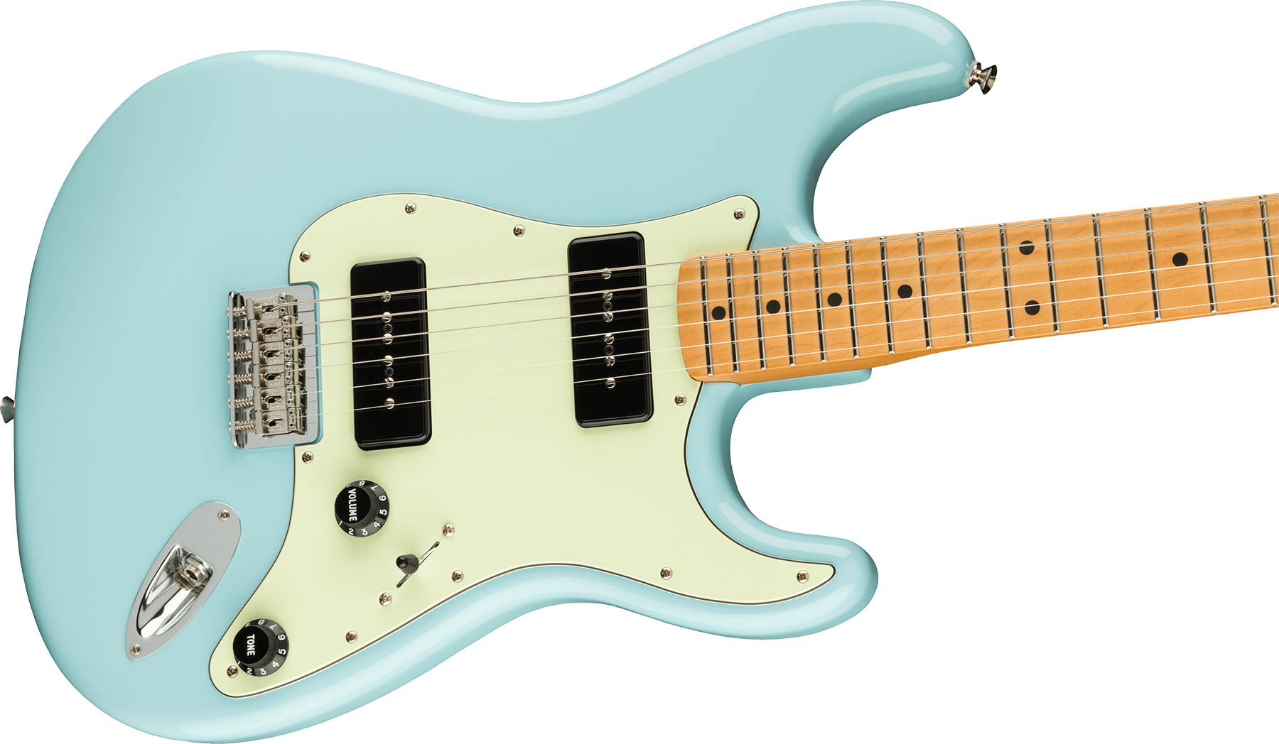 Fender Strat Noventa Mex Ss Ht Mn +housse - Daphne Blue - Str shape electric guitar - Variation 2