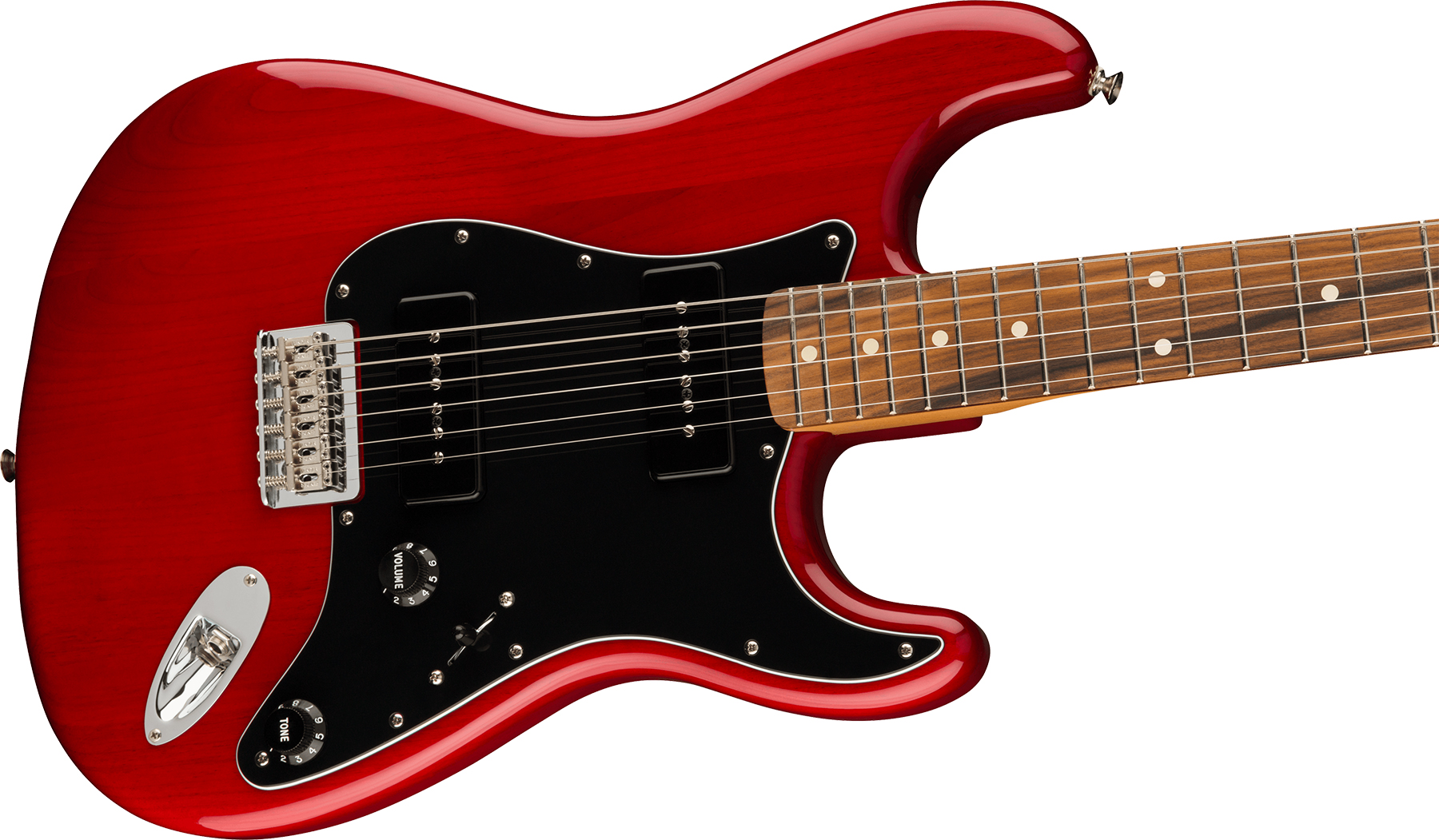 Fender Strat Noventa Mex Ss Ht Pf +housse - Crimson Red Transparent - Str shape electric guitar - Variation 2