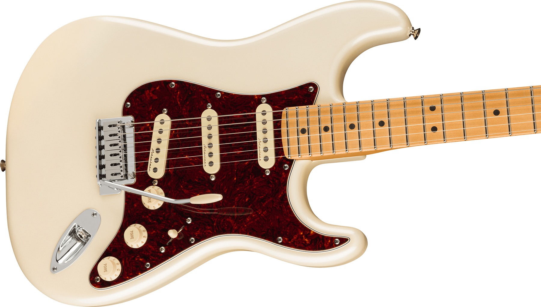 Fender Strat Player Plus Mex 3s Trem Mn - Olympic Pearl - Str shape electric guitar - Variation 2