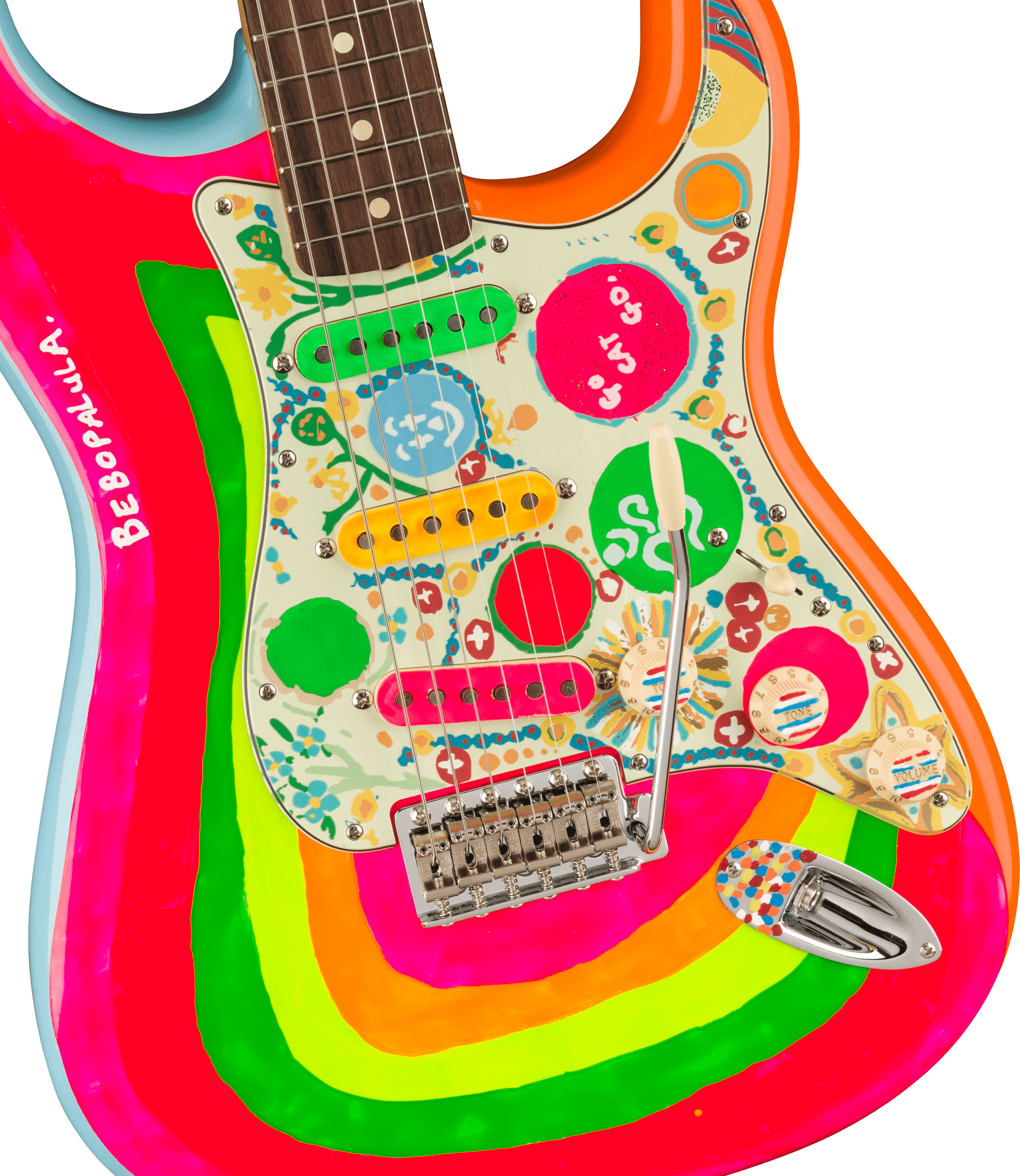 Fender Stratocaster Mex George Harrison Rocky Trem 3s Rw - Hand Painted Rocky Artwork Over Sonic Blue - Str shape electric guitar - Variation 2