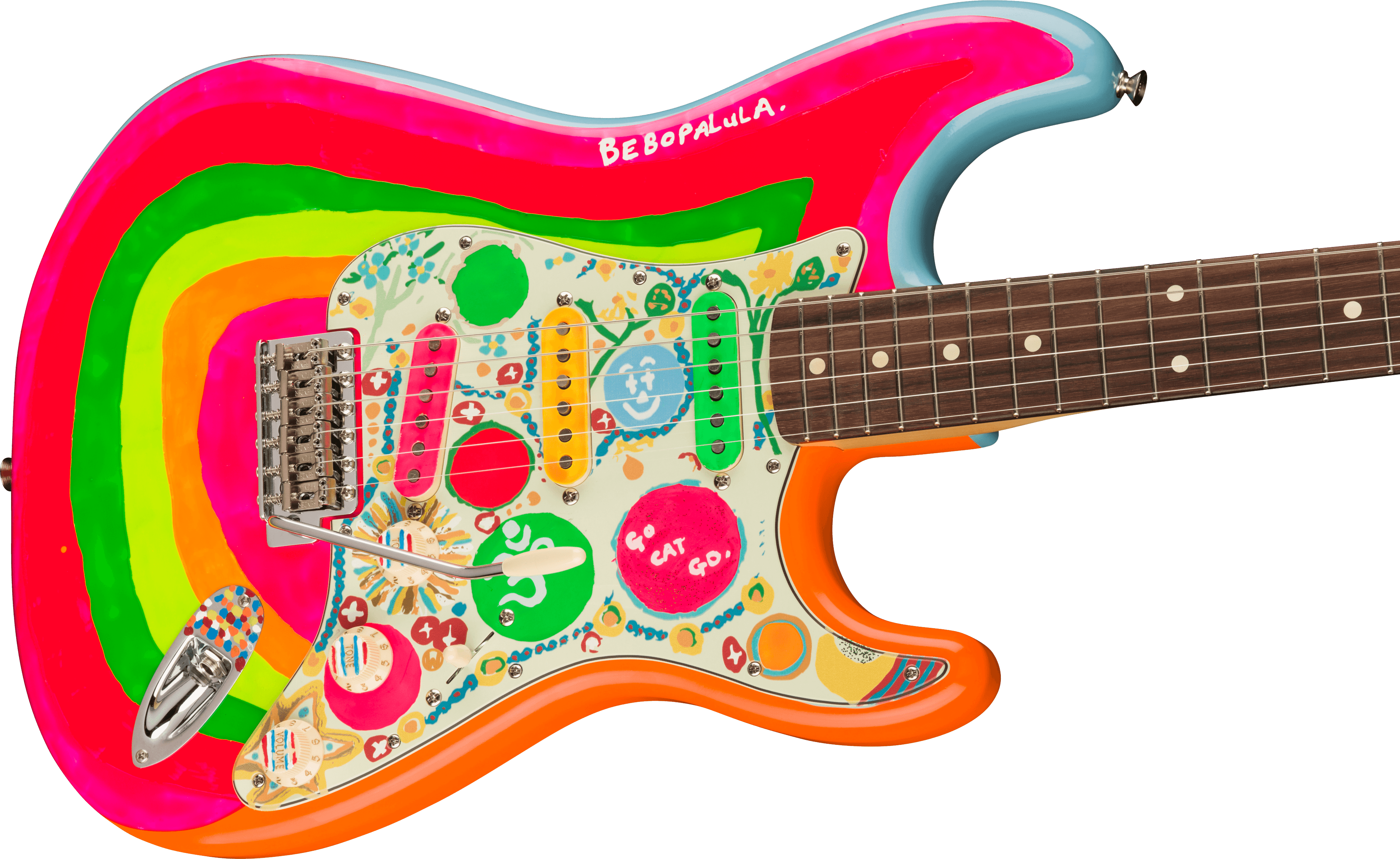 Fender Stratocaster Mex George Harrison Rocky Trem 3s Rw - Hand Painted Rocky Artwork Over Sonic Blue - Str shape electric guitar - Variation 3