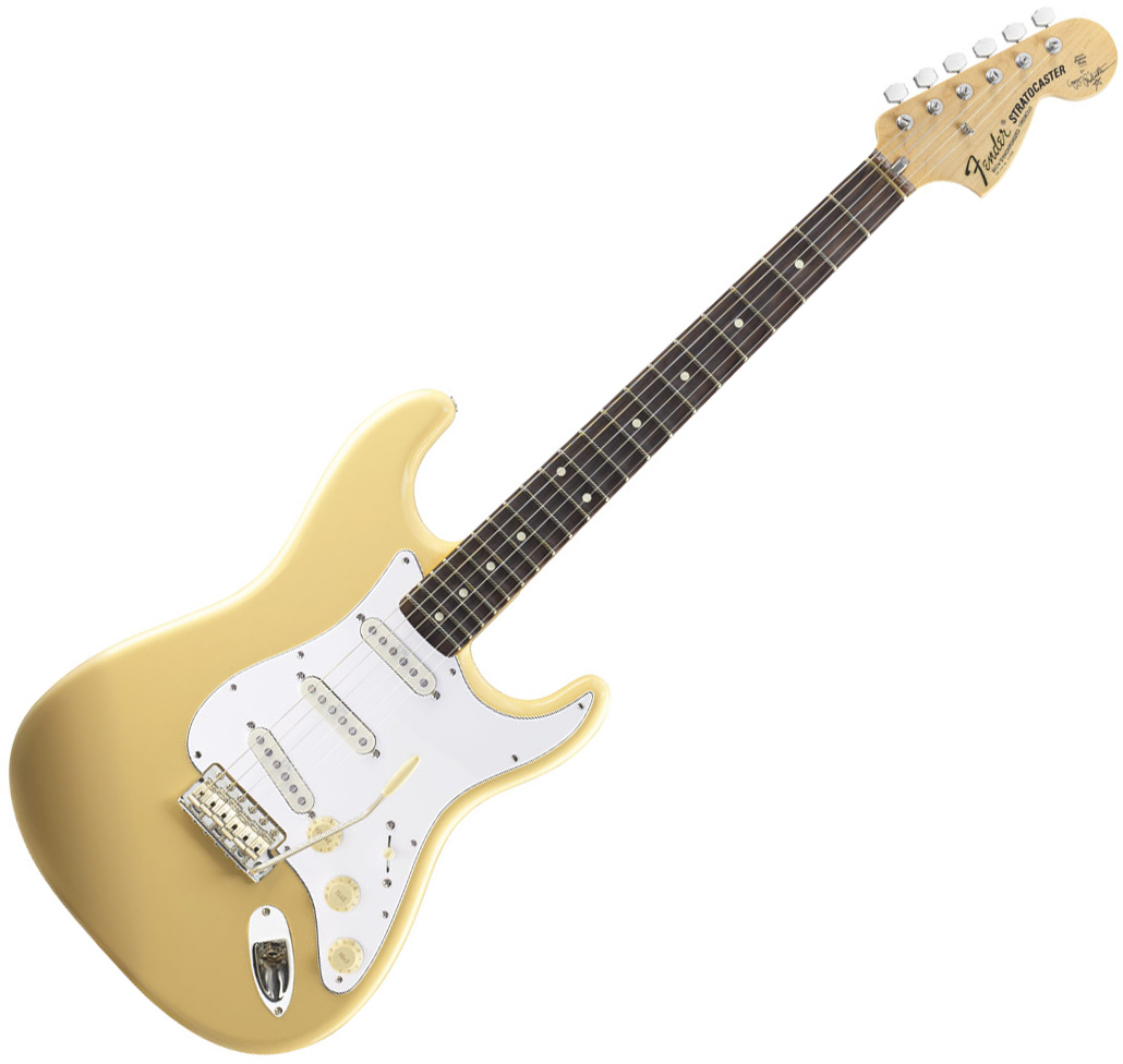 Fender Yngwie Malmsteen Stratocaster Usa Rw Vintage White Solid Body Electric Guitar Yellow
