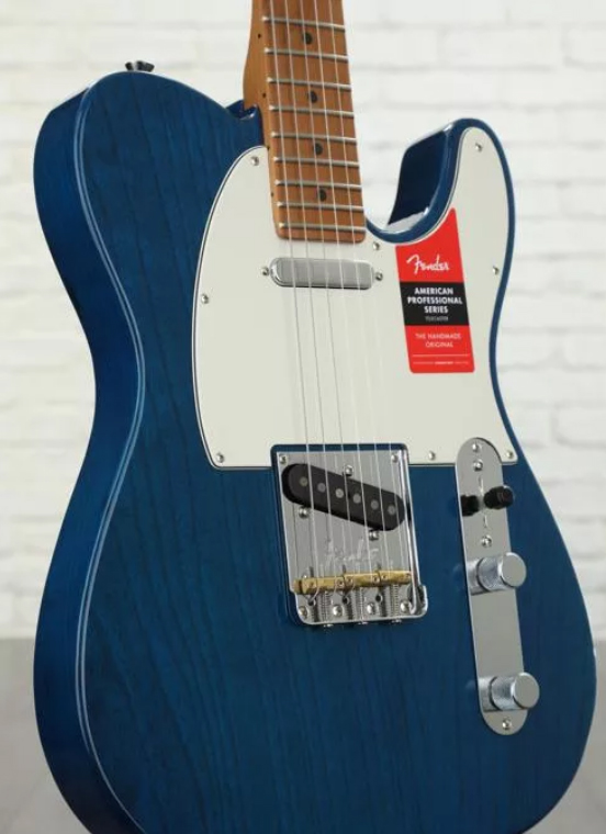 Fender Tele American Professional Roasted Neck Ltd 2020 Usa Mn - Sapphire Blue Transparent - Tel shape electric guitar - Variation 1