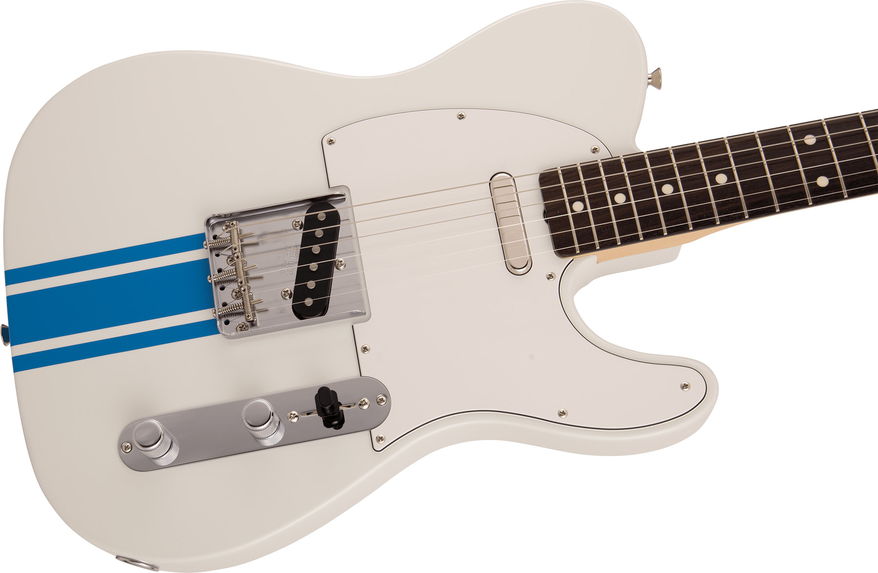 Fender Tele Traditional 60s Mij Jap 2s Ht Rw - Olympic White W/ Blue Competition Stripe - Tel shape electric guitar - Variation 2