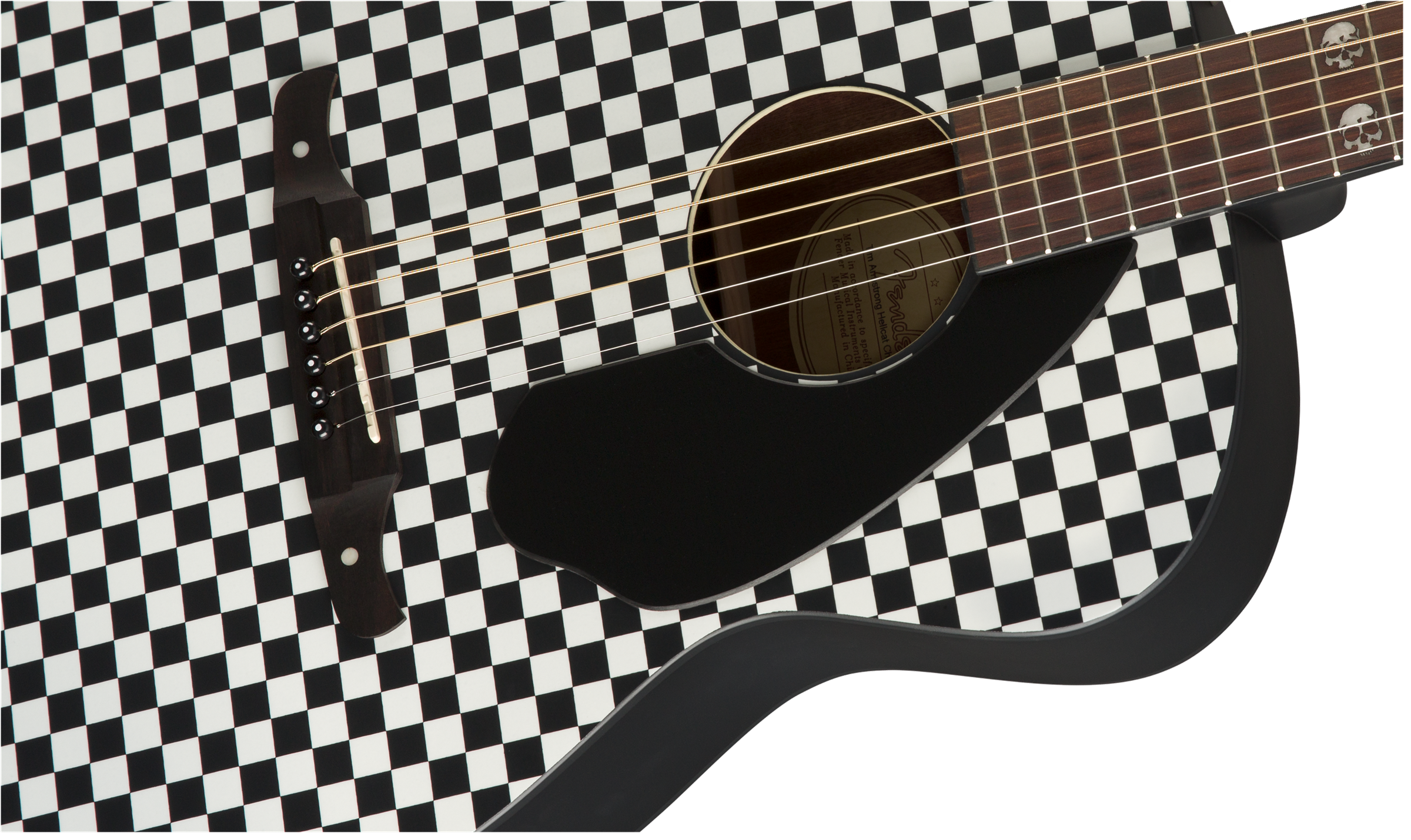 Fender Tim Armstrong Hellcat Epicea Acajou Wal - Checkerboard White/black - Electro acoustic guitar - Variation 3