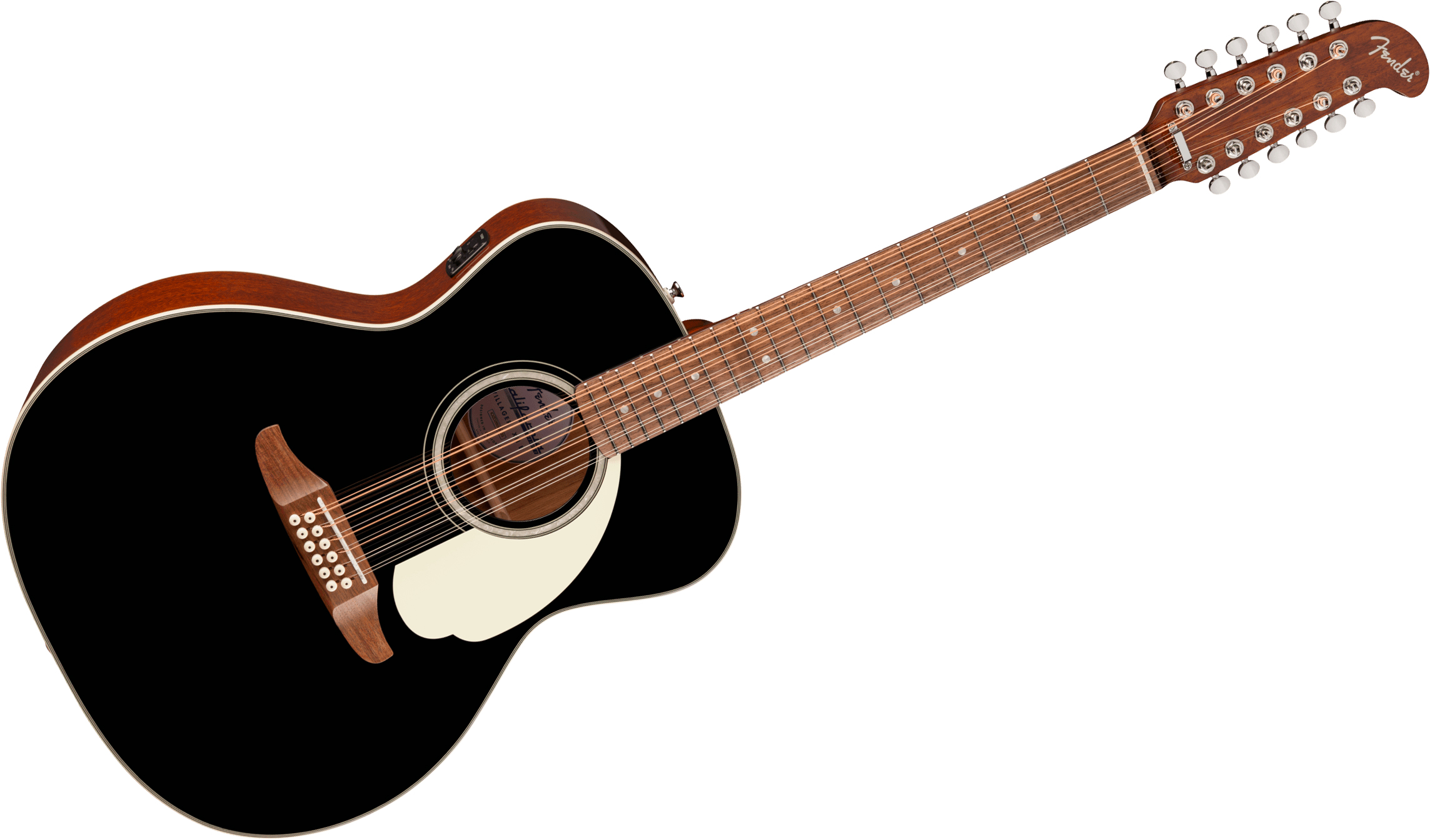 Fender Villager Deluxe E California Orchestra Om 12c Shsc Epicea Acajou Noy - Black - Folk guitar - Variation 1