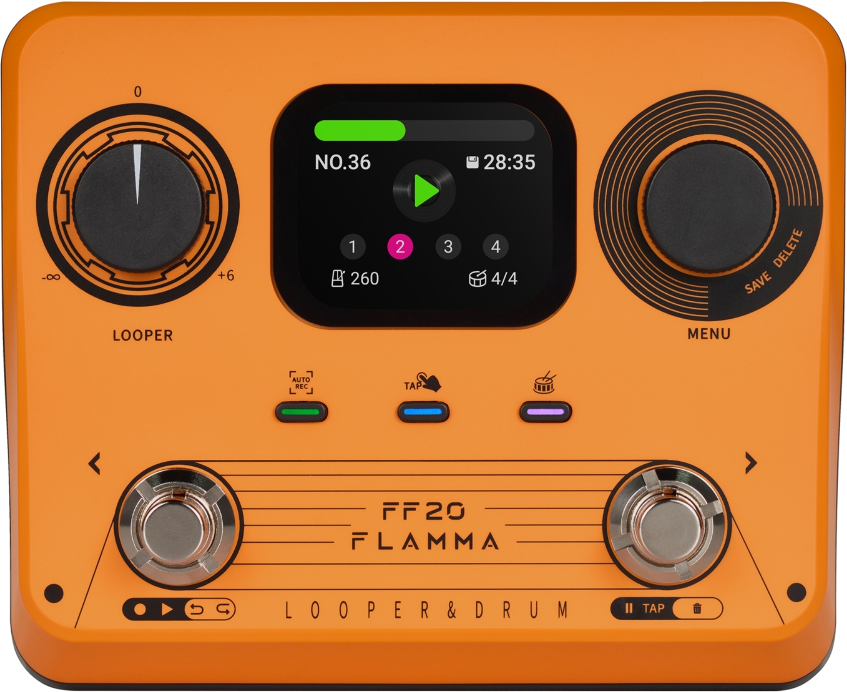 Flamma Ff20 Looper & Drum Machine Orange - Looper effect pedal - Main picture