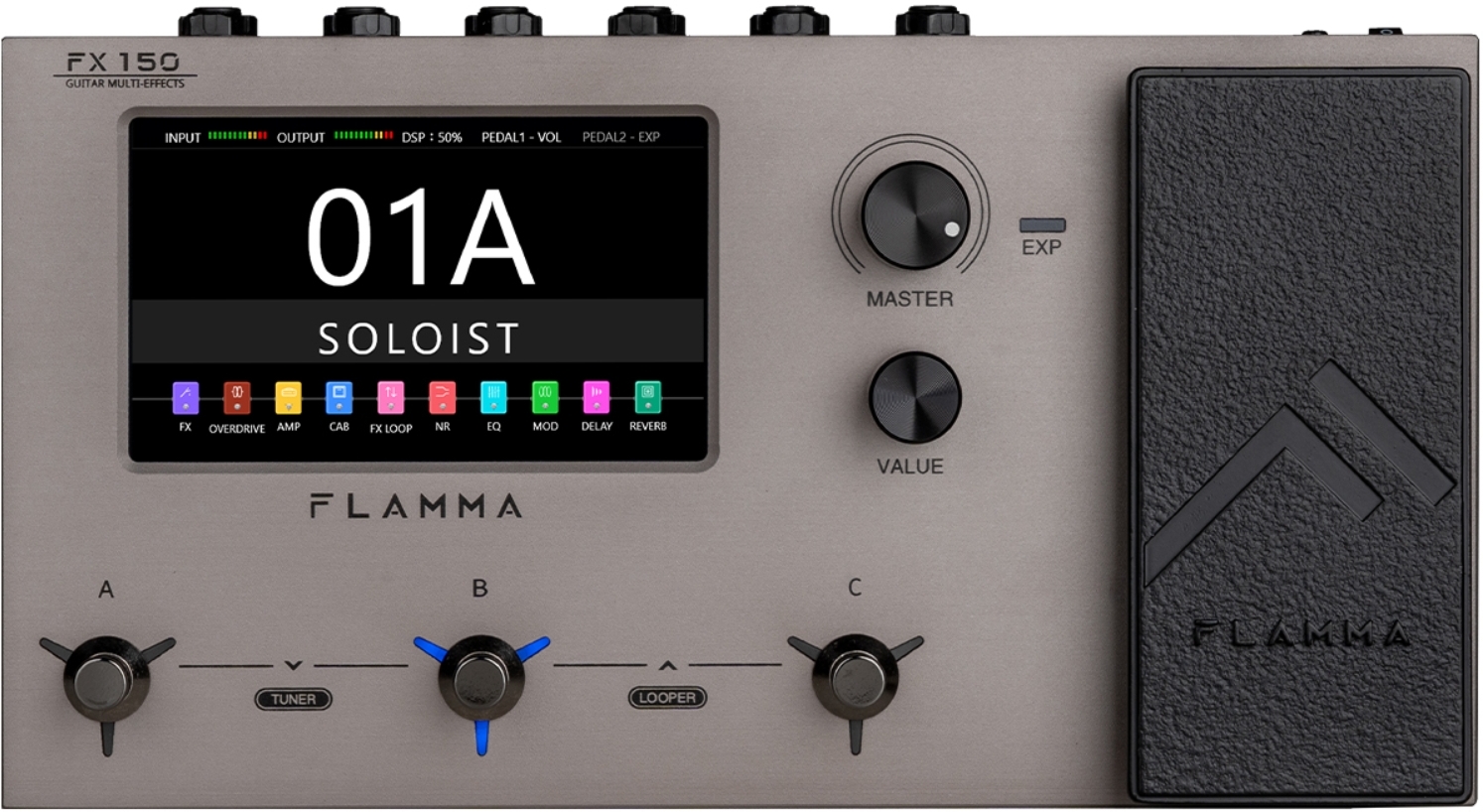 Flamma Fx150 Guitar Multi Effects Stardust Gray - Multieffect for electric guitar - Main picture
